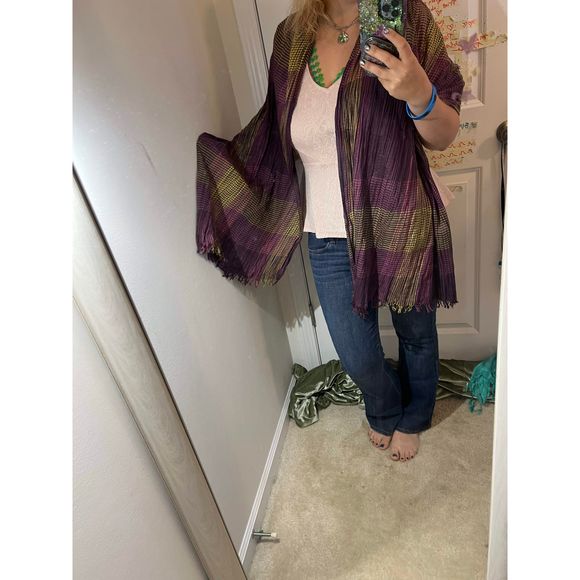 COPY - ❤️🧣BEAUTIFUL DESIGNER SCARF🧣❤️INFINITY LONG EUC GIFT Purple Plaid Print - Picture 1 of 9